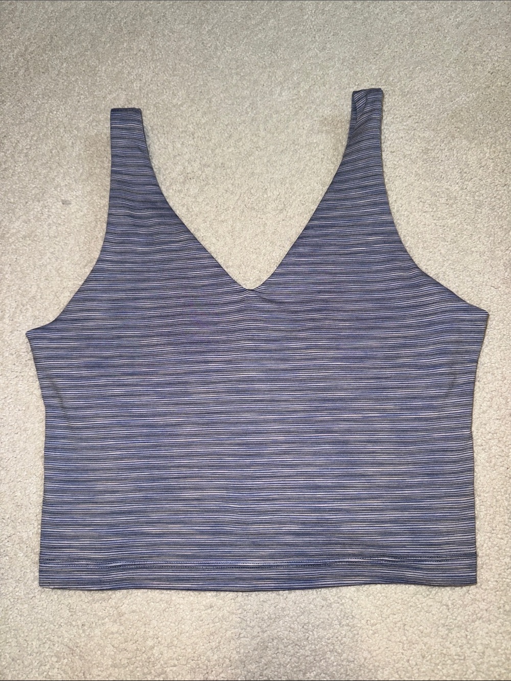 Athleta Purple Striped V-Neck Crop Tank with Built In Bra